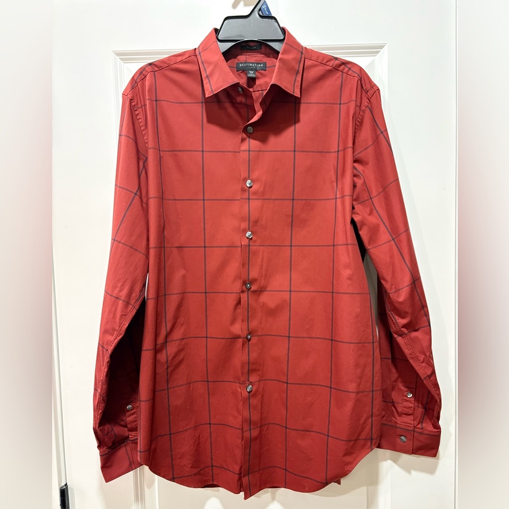 Destination J.Crew Men’s Orange Square Button Down